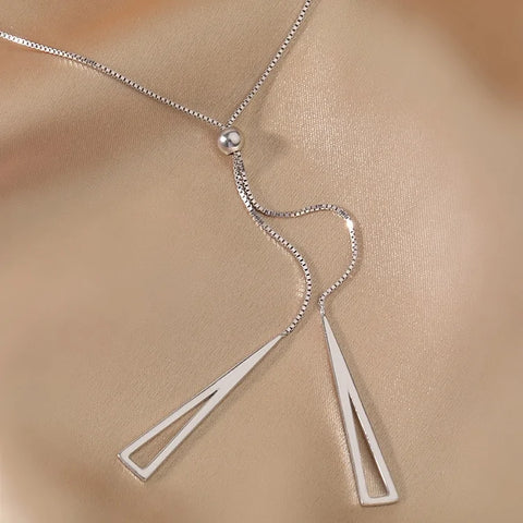 Silver Geometric Triangle Necklace